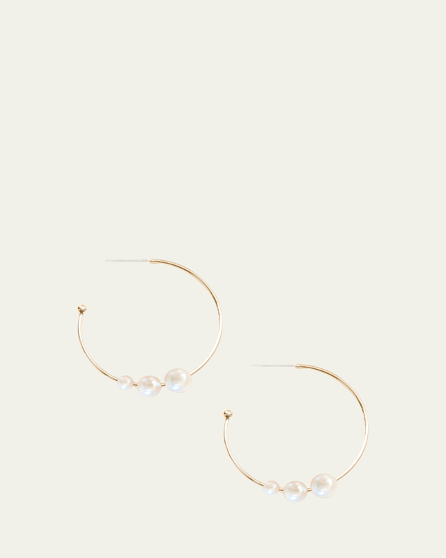 Floating Pearl Hoop Earrings